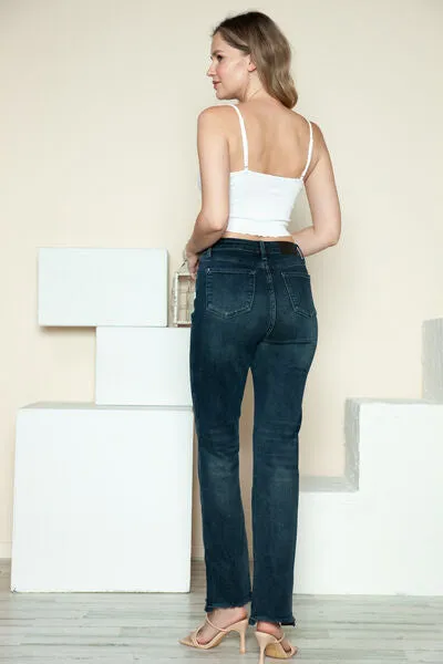 Judy Blue Full Size Button Fly Hem Destroy Straight Jeans ONLINE EXCLUSIVE