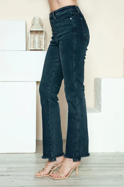 Judy Blue Full Size Button Fly Hem Destroy Straight Jeans ONLINE EXCLUSIVE