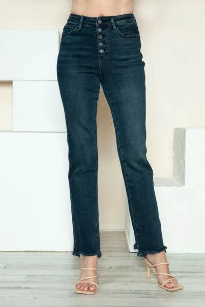 Judy Blue Full Size Button Fly Hem Destroy Straight Jeans ONLINE EXCLUSIVE