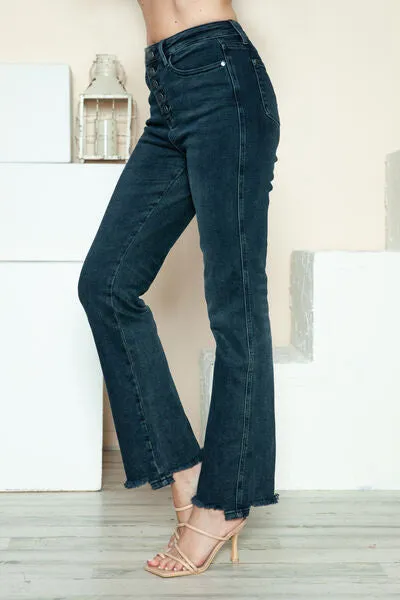 Judy Blue Full Size Button Fly Hem Destroy Straight Jeans ONLINE EXCLUSIVE