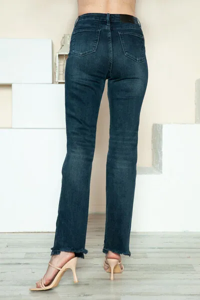 Judy Blue Full Size Button Fly Hem Destroy Straight Jeans ONLINE EXCLUSIVE
