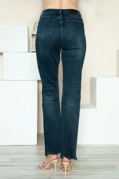 Judy Blue Full Size Button Fly Hem Destroy Straight Jeans ONLINE EXCLUSIVE