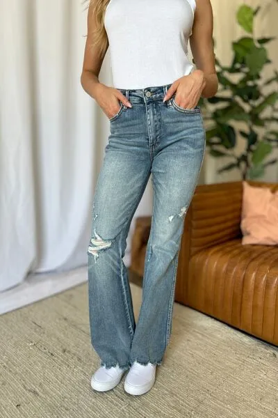 Judy Blue Full Size Medium Rise Tummy Control Destroy Flare ONLINE EXCLUSIVE