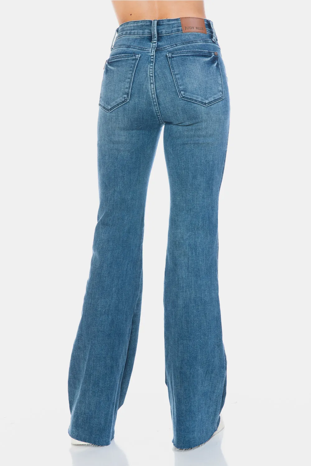 Judy Blue Full Size Tummy Control Cut Hem Long Flare Jeans