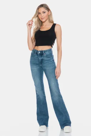 Judy Blue Full Size Tummy Control Cut Hem Long Flare Jeans