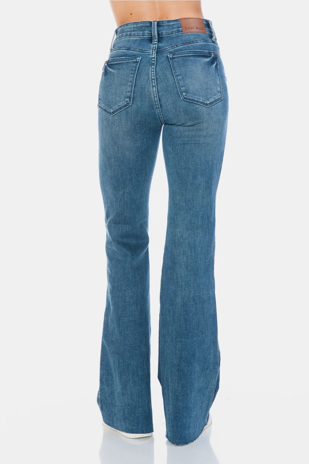 Judy Blue Full Size Tummy Control Cut Hem Long Flare Jeans