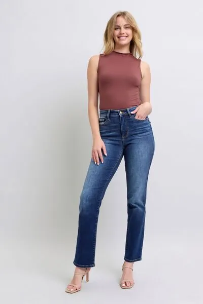 Judy Blue Full Size Washed Straight Leg Jeans with Pockets ONLINE EXCLUSIVE