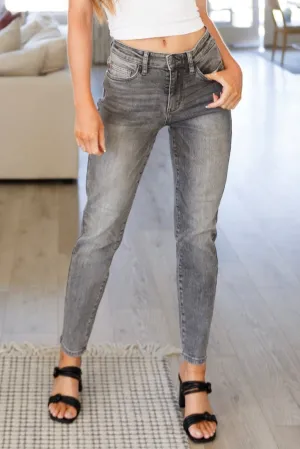 Judy Blue High-Rise Stone Wash Slim Cut Jeans in Grey
