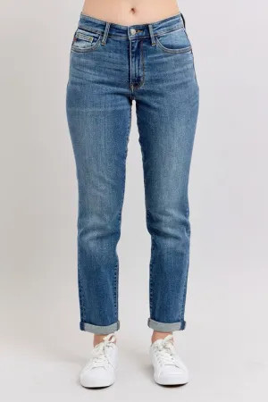 Judy Blue Mid Rise Slim Cuff Jeans with Pockets