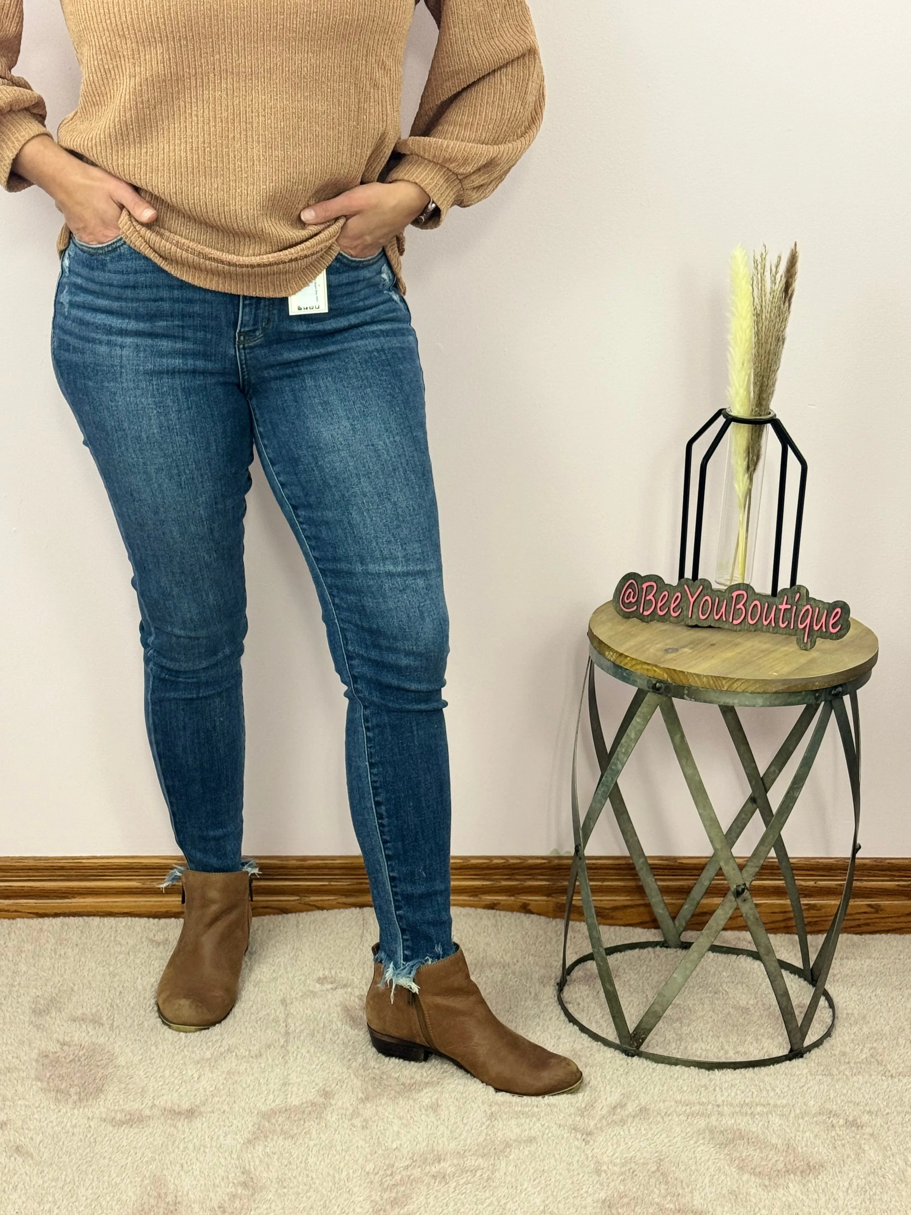 Judy Blue Skinny Jeans with Shark Bite Hem