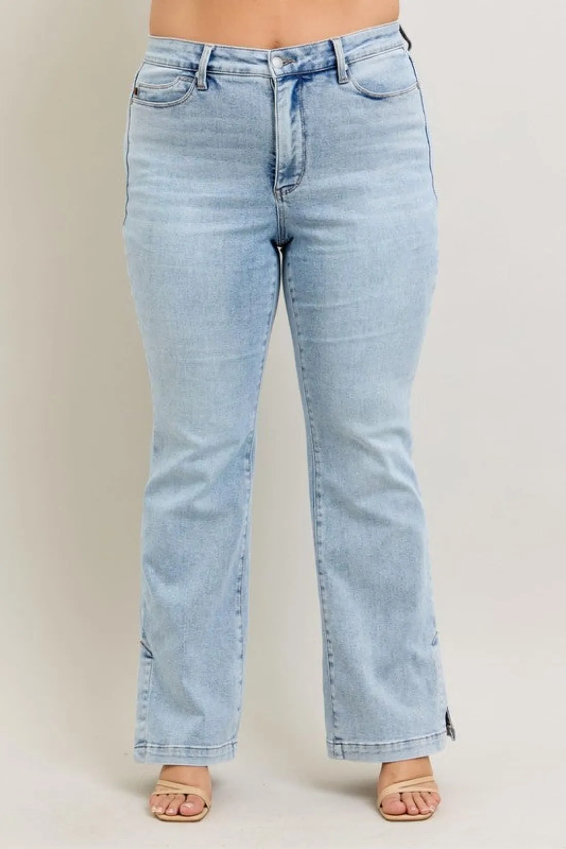 Judy Blue Tummy Control Vintage Wash Side Slit Slim Boot Jeans