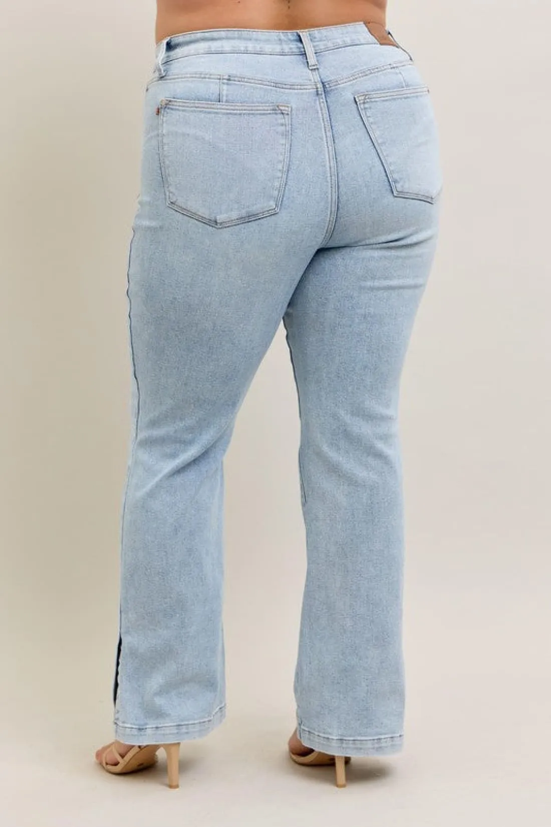 Judy Blue Tummy Control Vintage Wash Side Slit Slim Boot Jeans