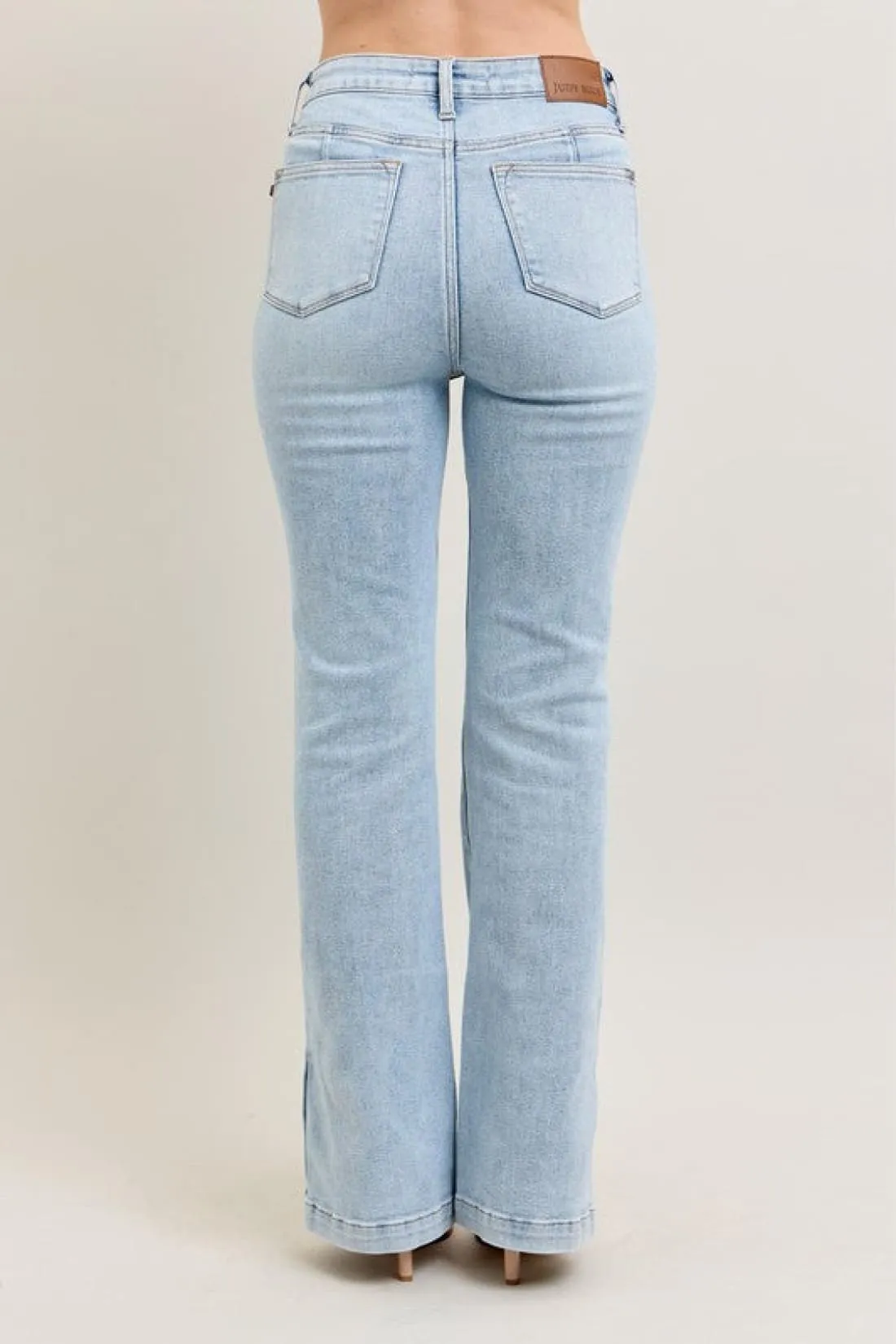 Judy Blue Tummy Control Vintage Wash Side Slit Slim Boot Jeans