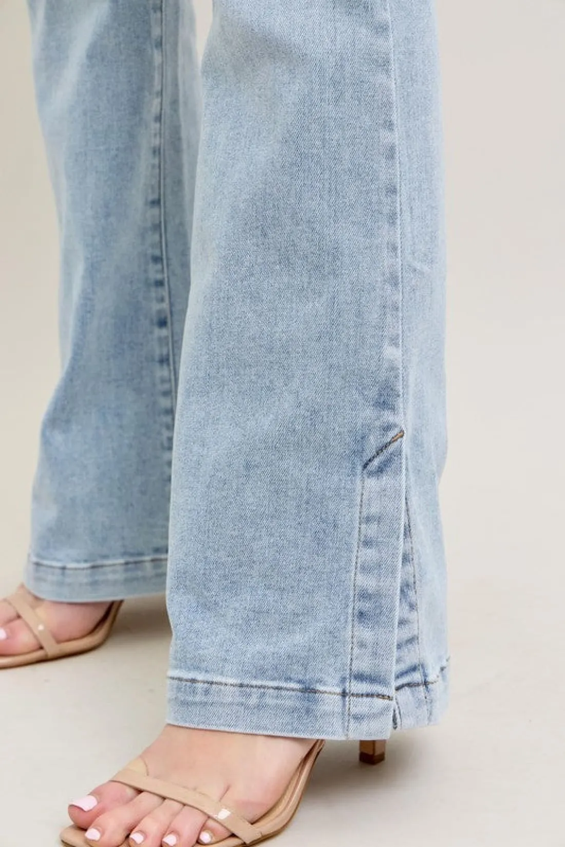 Judy Blue Tummy Control Vintage Wash Side Slit Slim Boot Jeans