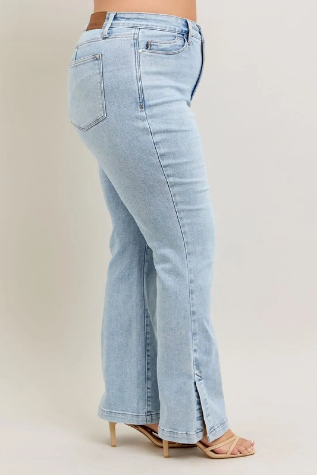 Judy Blue Tummy Control Vintage Wash Side Slit Slim Boot Jeans