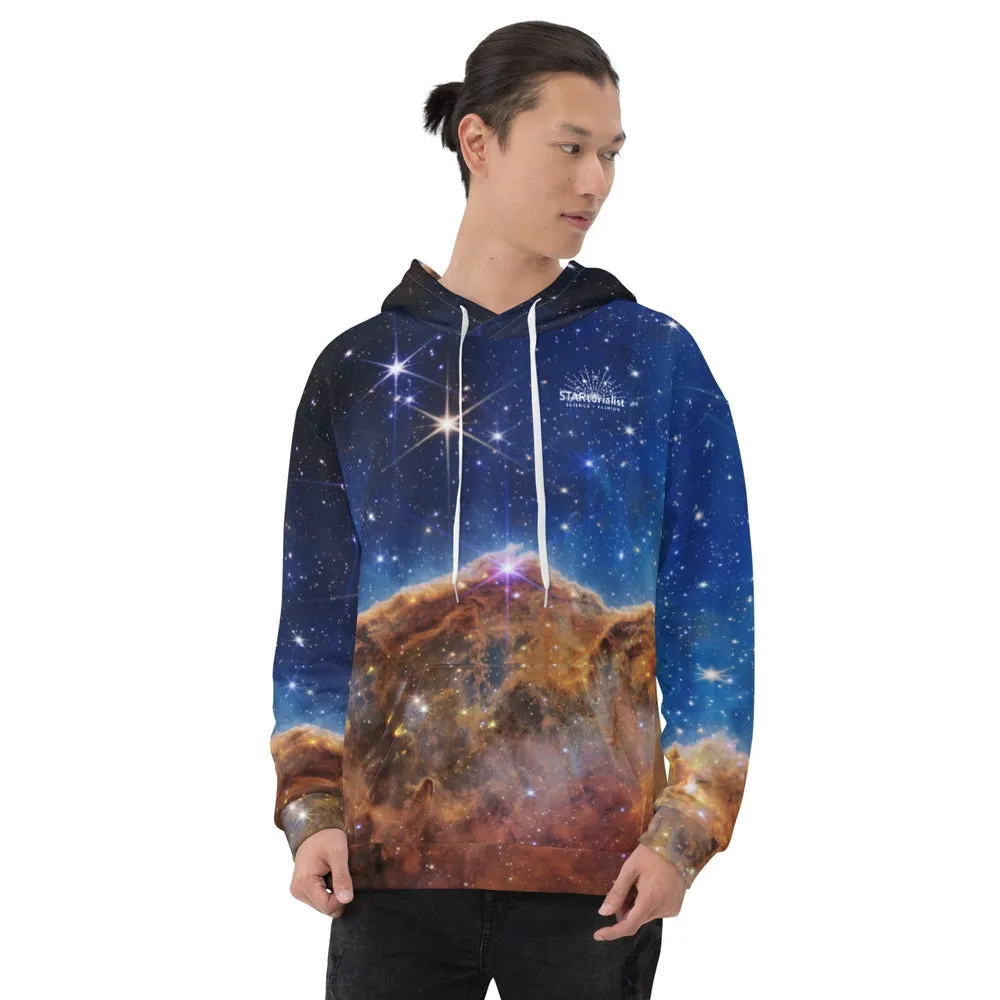 JWST Cosmic Cliffs Carina Nebula Unisex Hooded Sweatshirt