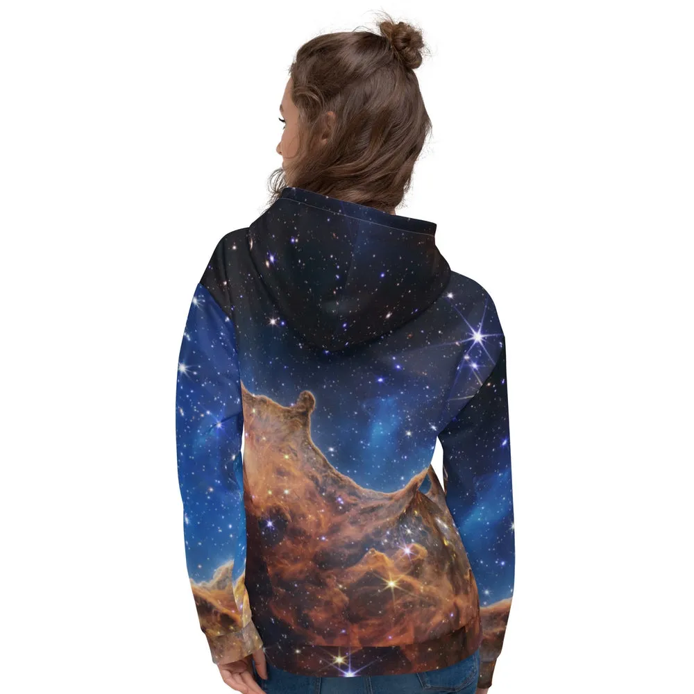 JWST Cosmic Cliffs Carina Nebula Unisex Hooded Sweatshirt