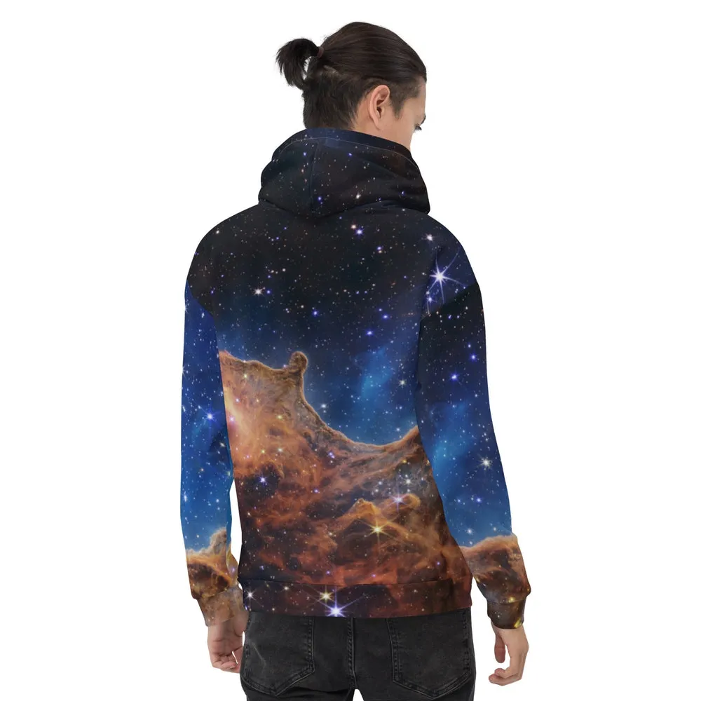 JWST Cosmic Cliffs Carina Nebula Unisex Hooded Sweatshirt