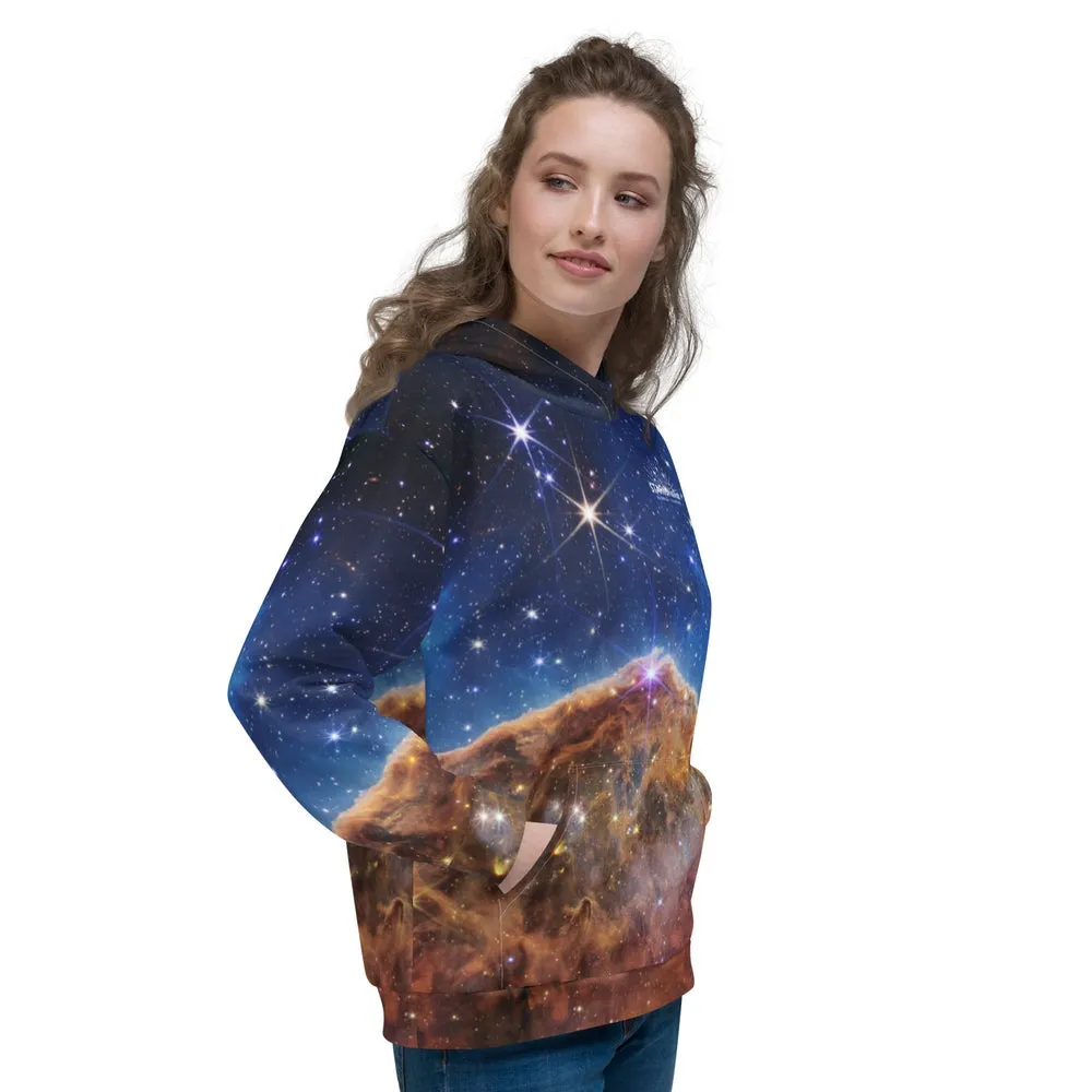 JWST Cosmic Cliffs Carina Nebula Unisex Hooded Sweatshirt