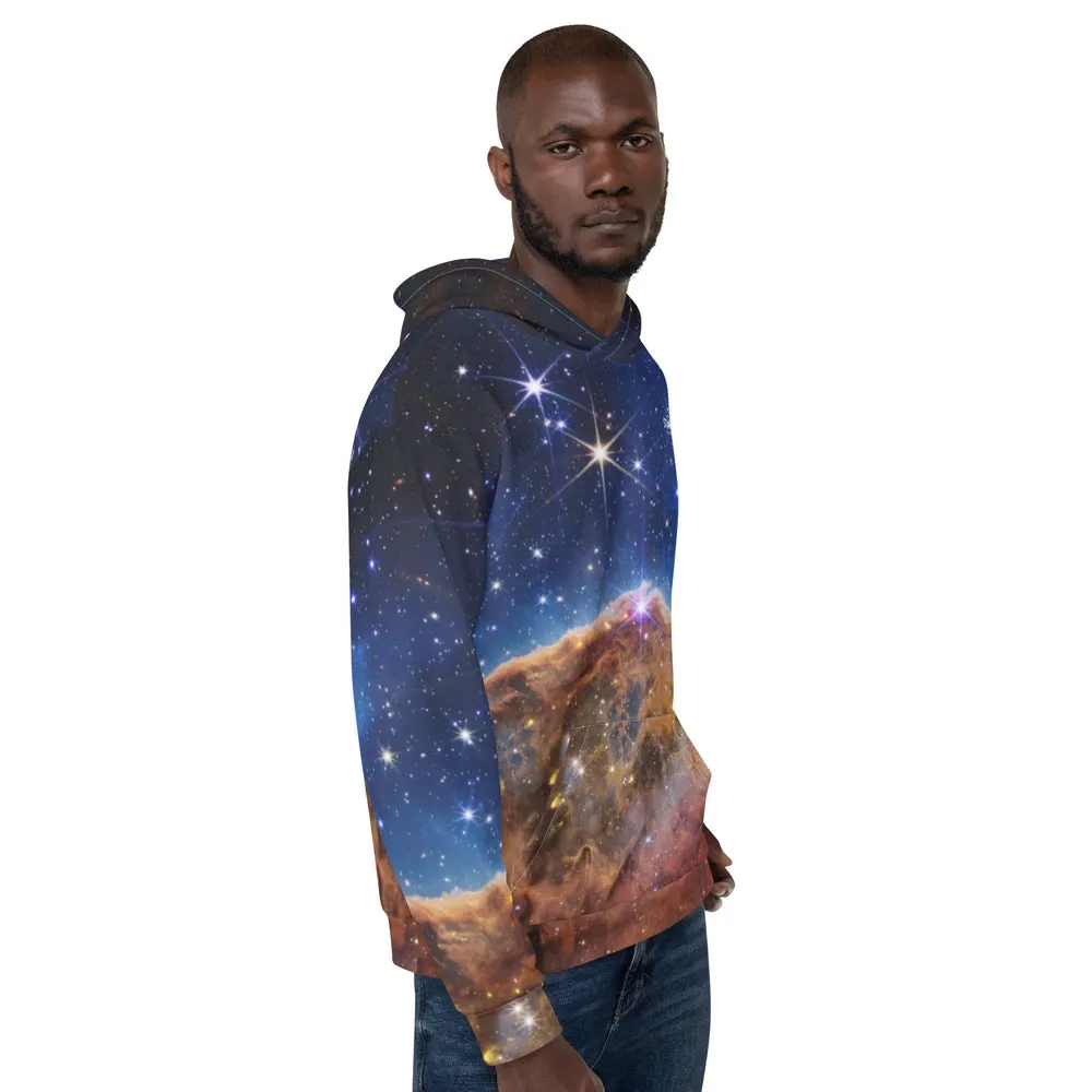 JWST Cosmic Cliffs Carina Nebula Unisex Hooded Sweatshirt