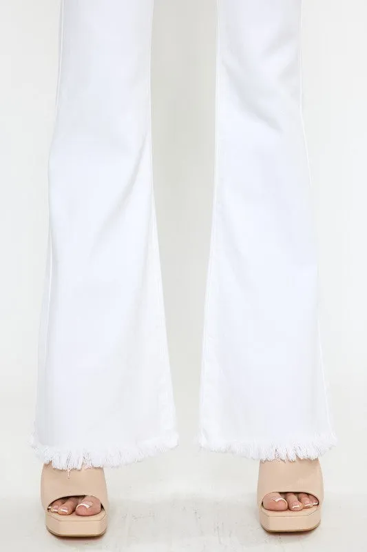 Kan Can High Rise White Flare Jeans