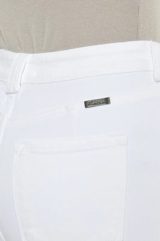 Kan Can High Rise White Flare Jeans