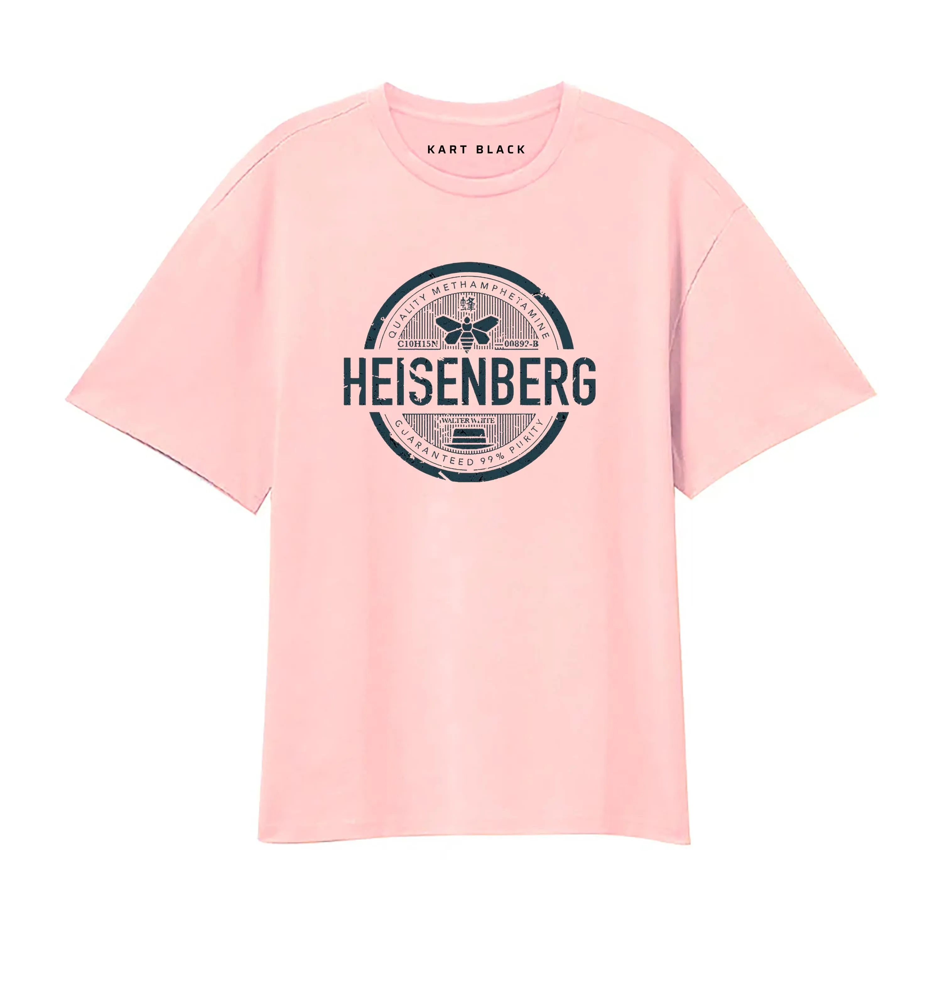 KART BLACK Men's & Women's Anime Over Sized  Printed T-Shirts T-Shirts | (MT - ANIME - PNK - HEISENBERG)