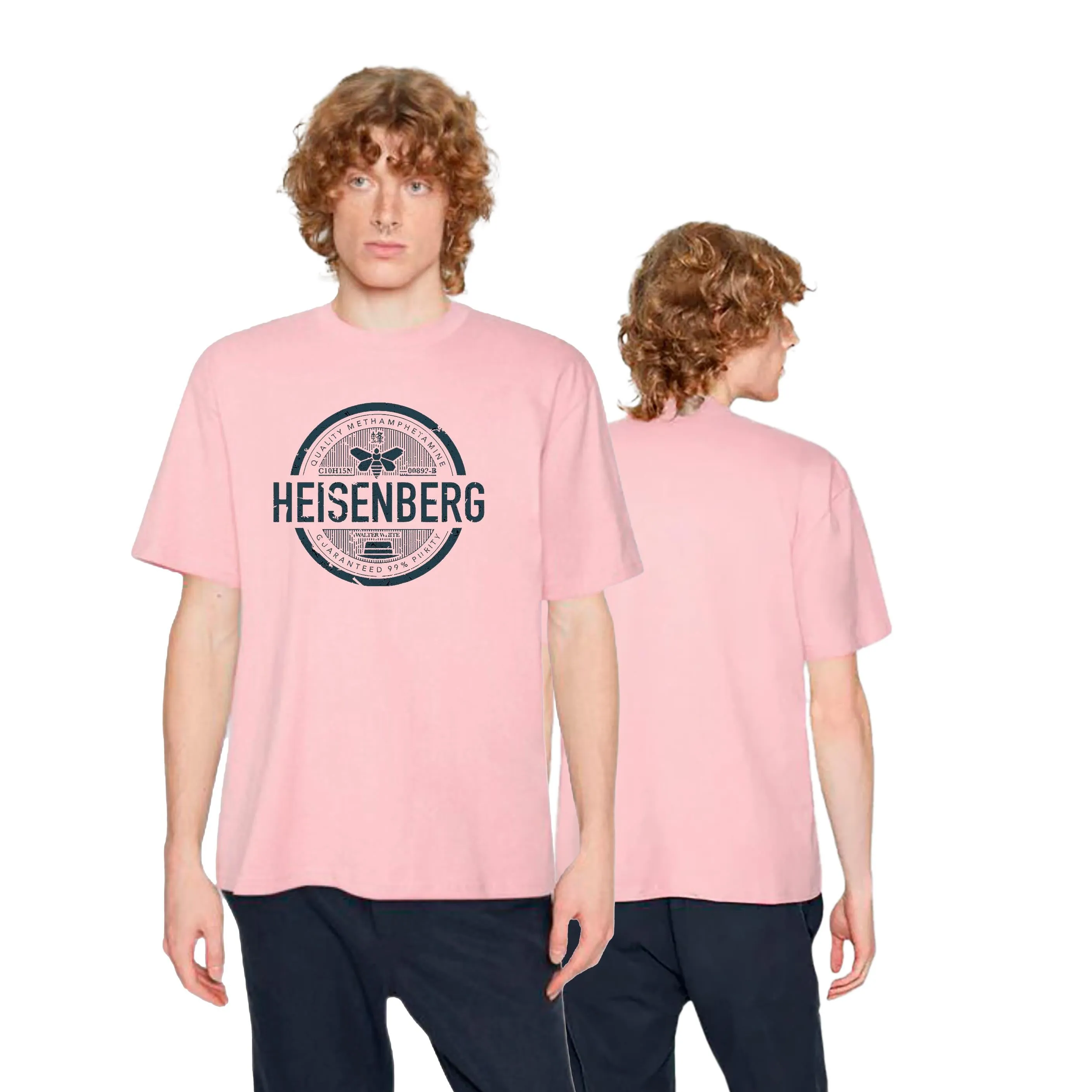 KART BLACK Men's & Women's Anime Over Sized  Printed T-Shirts T-Shirts | (MT - ANIME - PNK - HEISENBERG)