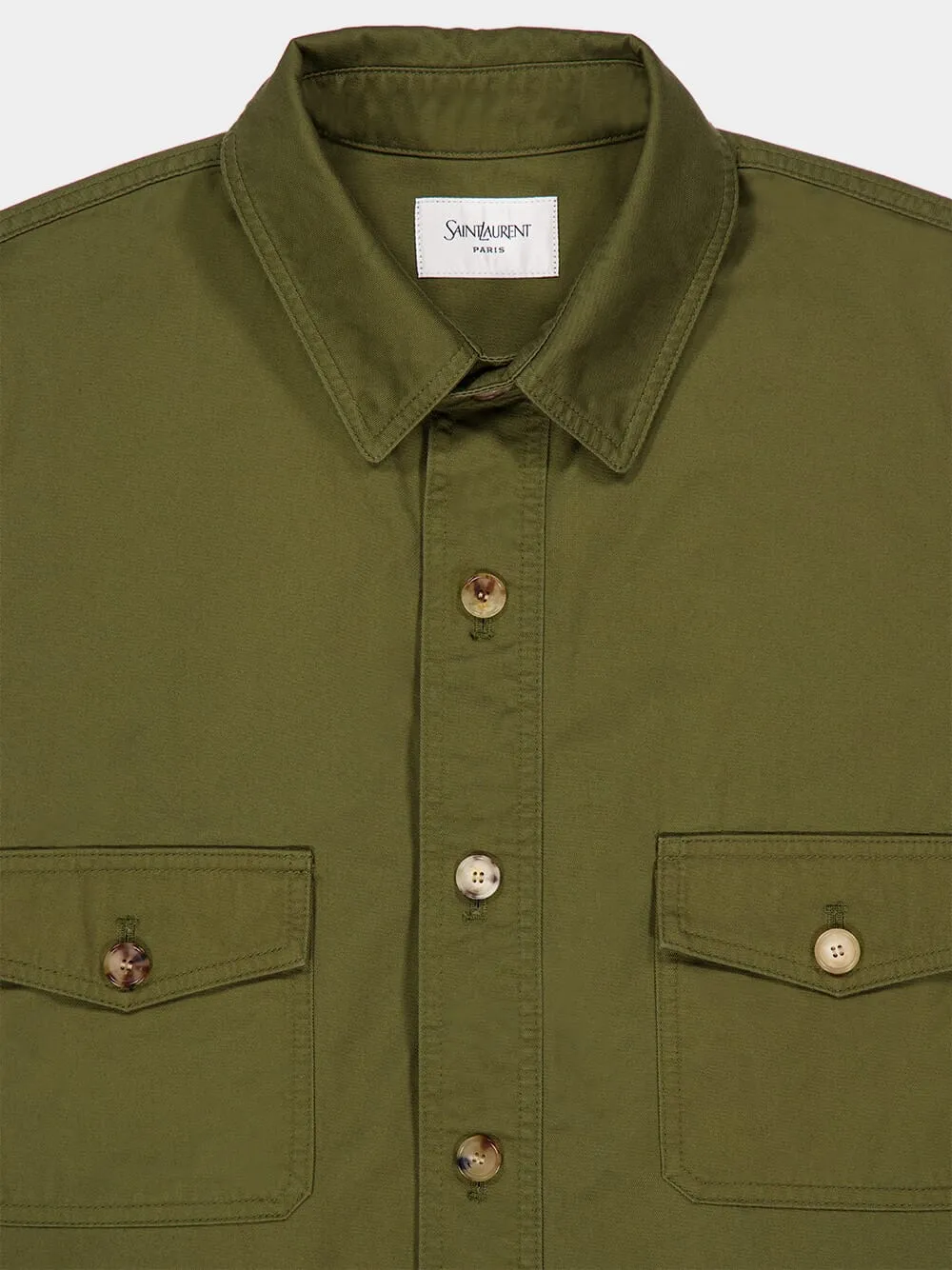 Khaki Cotton Twill Overshirt