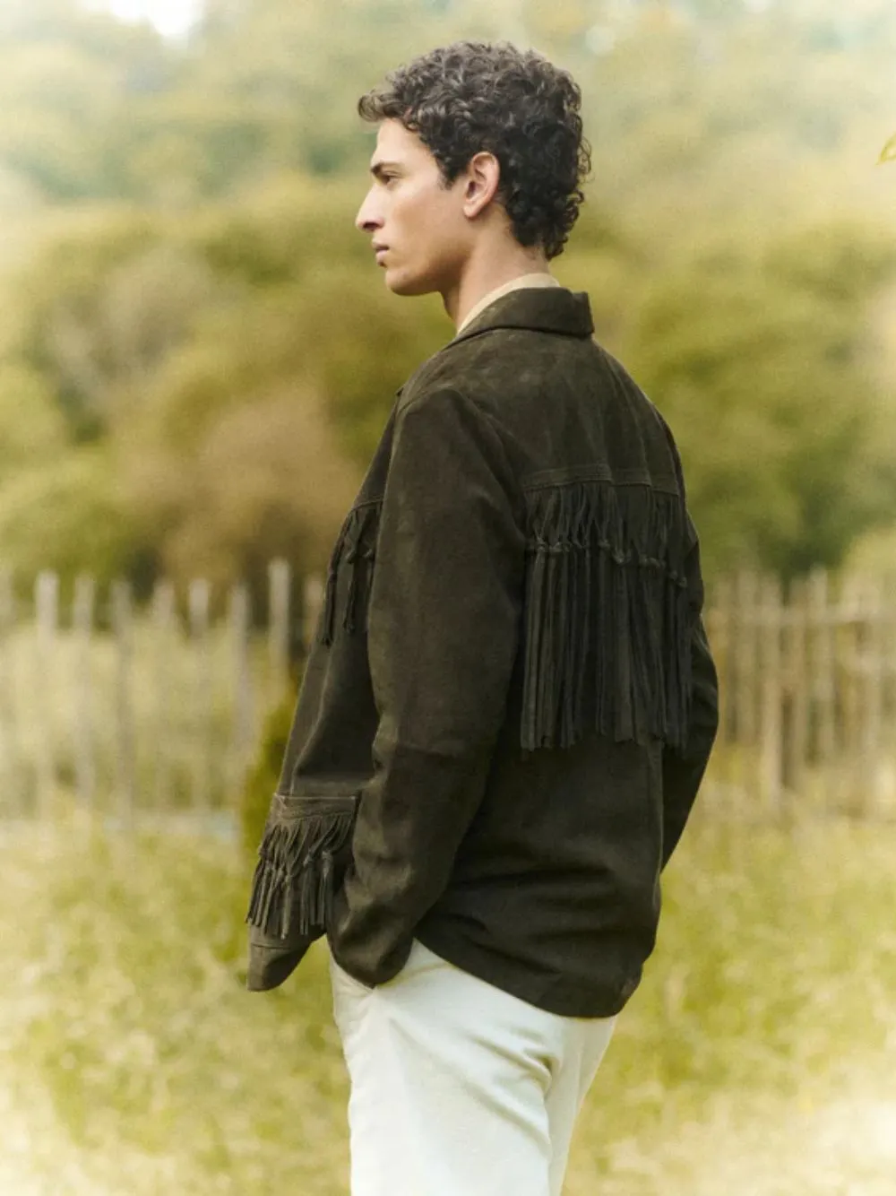 Khaki Green Fringe Jacket