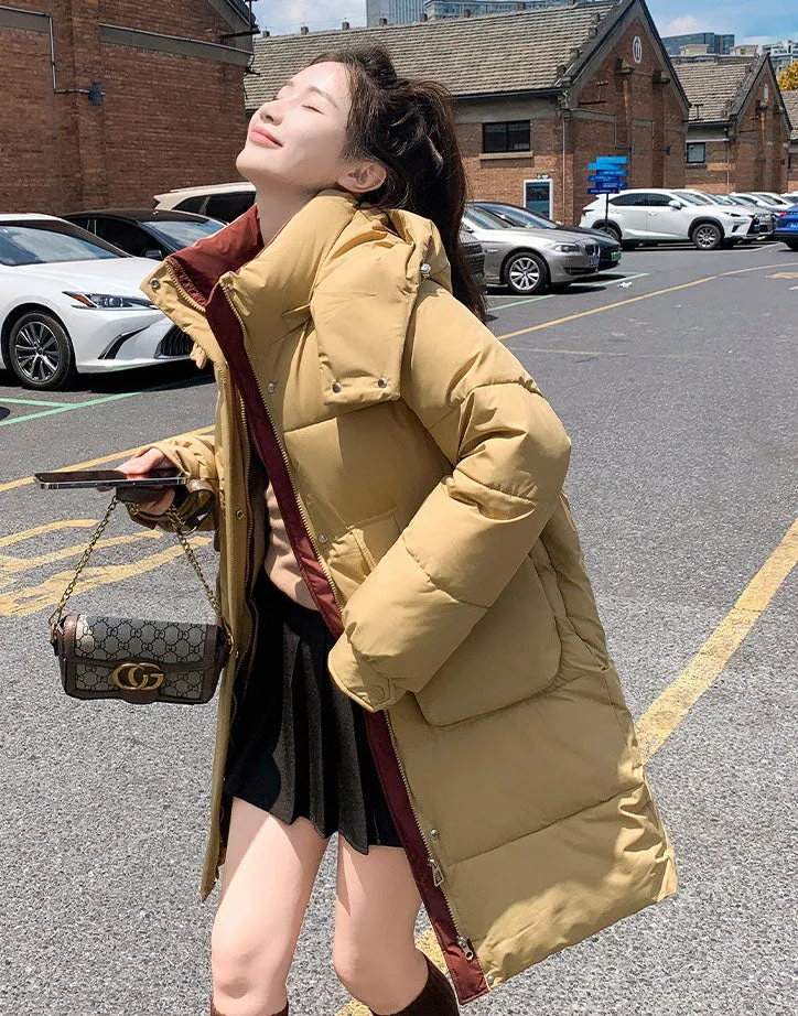 Knee-Length Quilted Puffer Coat Perfect for Cold Weather