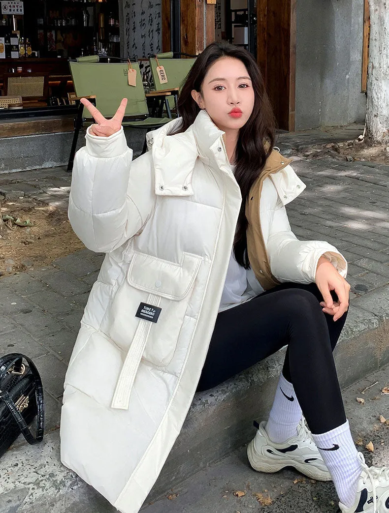 Knee-Length Quilted Puffer Coat Perfect for Cold Weather