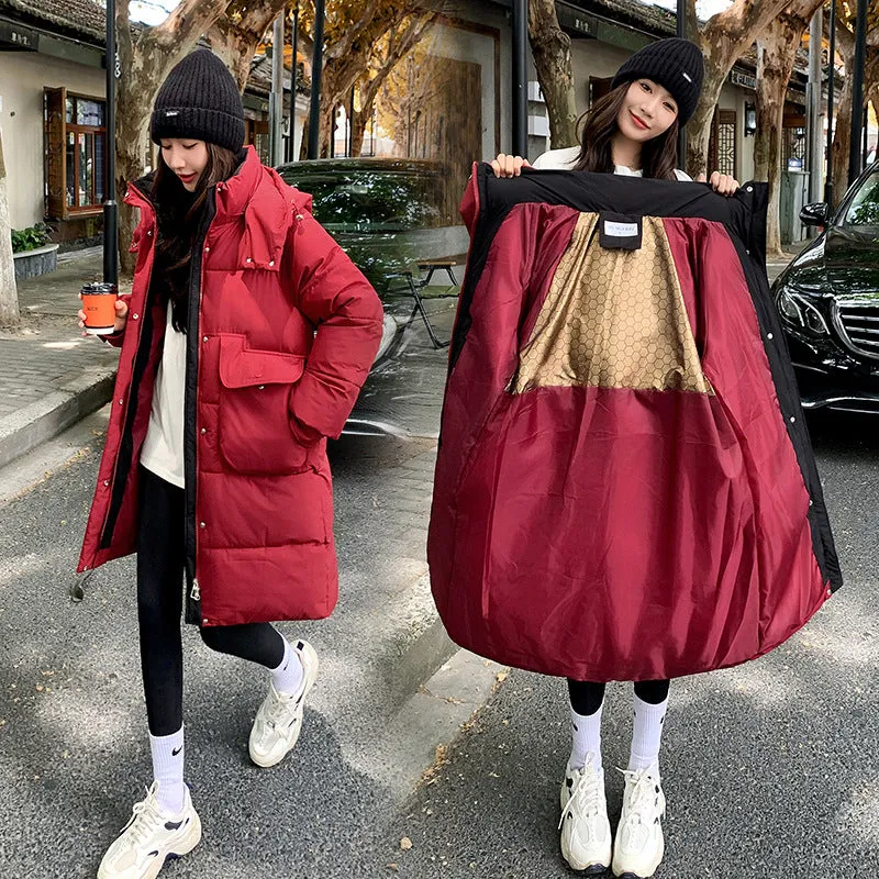 Knee-Length Quilted Puffer Coat Perfect for Cold Weather