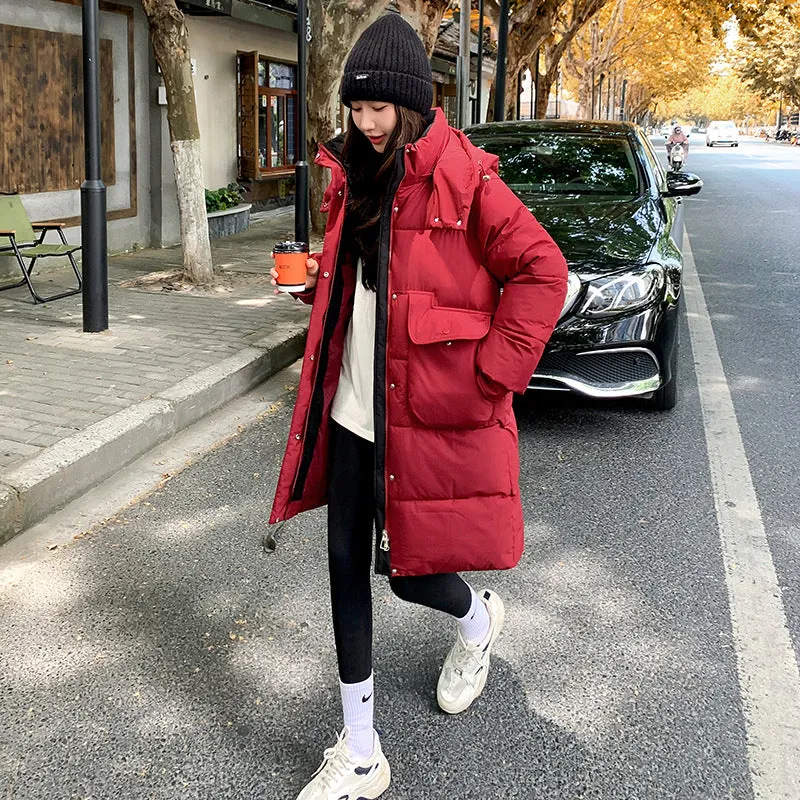 Knee-Length Quilted Puffer Coat Perfect for Cold Weather