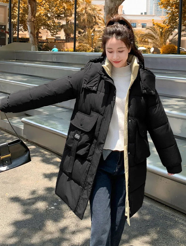 Knee-Length Quilted Puffer Coat Perfect for Cold Weather