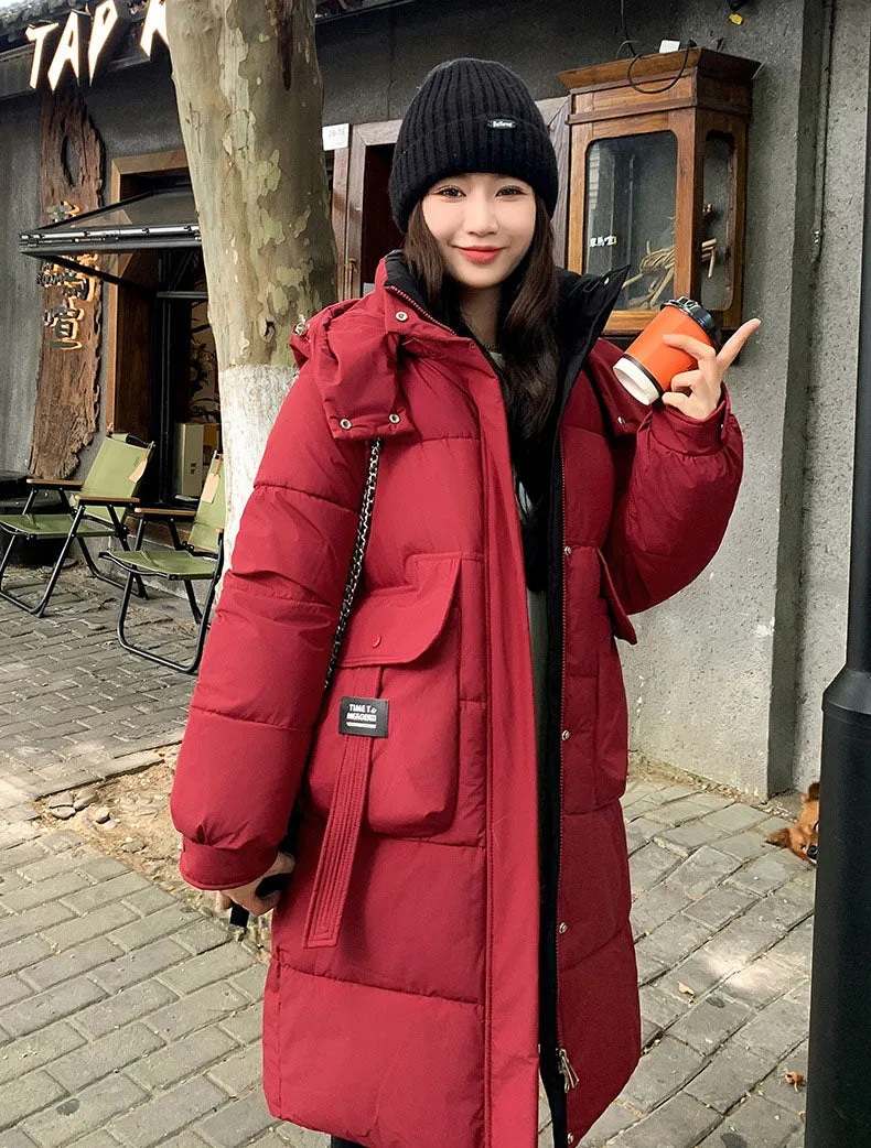 Knee-Length Quilted Puffer Coat Perfect for Cold Weather