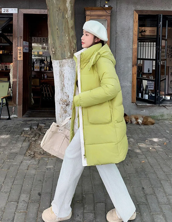 Knee-Length Quilted Puffer Coat Perfect for Cold Weather