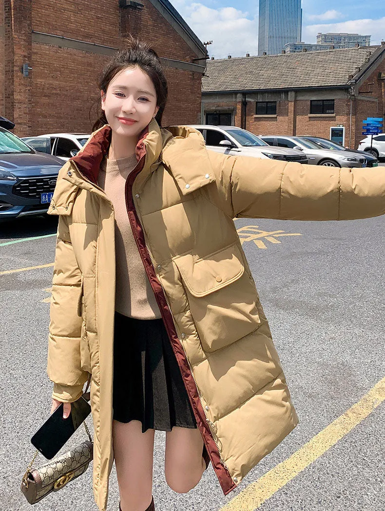 Knee-Length Quilted Puffer Coat Perfect for Cold Weather