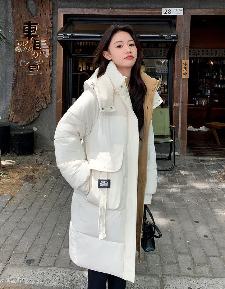 Knee-Length Quilted Puffer Coat Perfect for Cold Weather