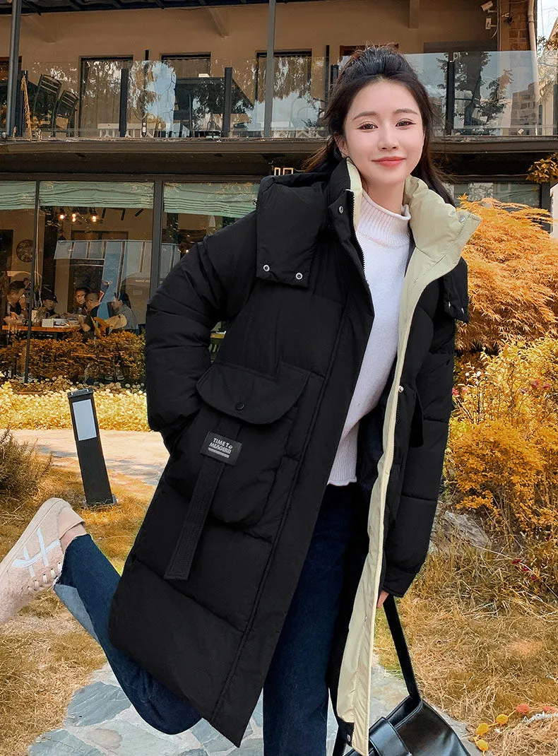 Knee-Length Quilted Puffer Coat Perfect for Cold Weather