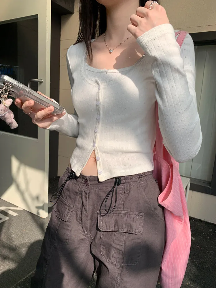 Lace small floral slim cardigan