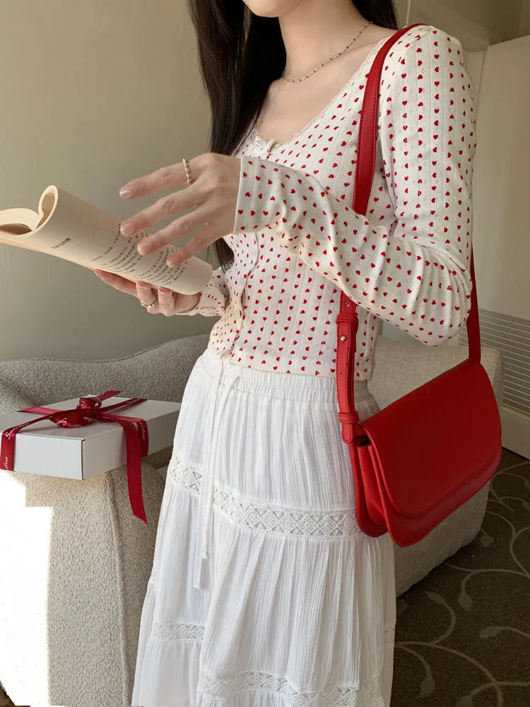 Lace small floral slim cardigan