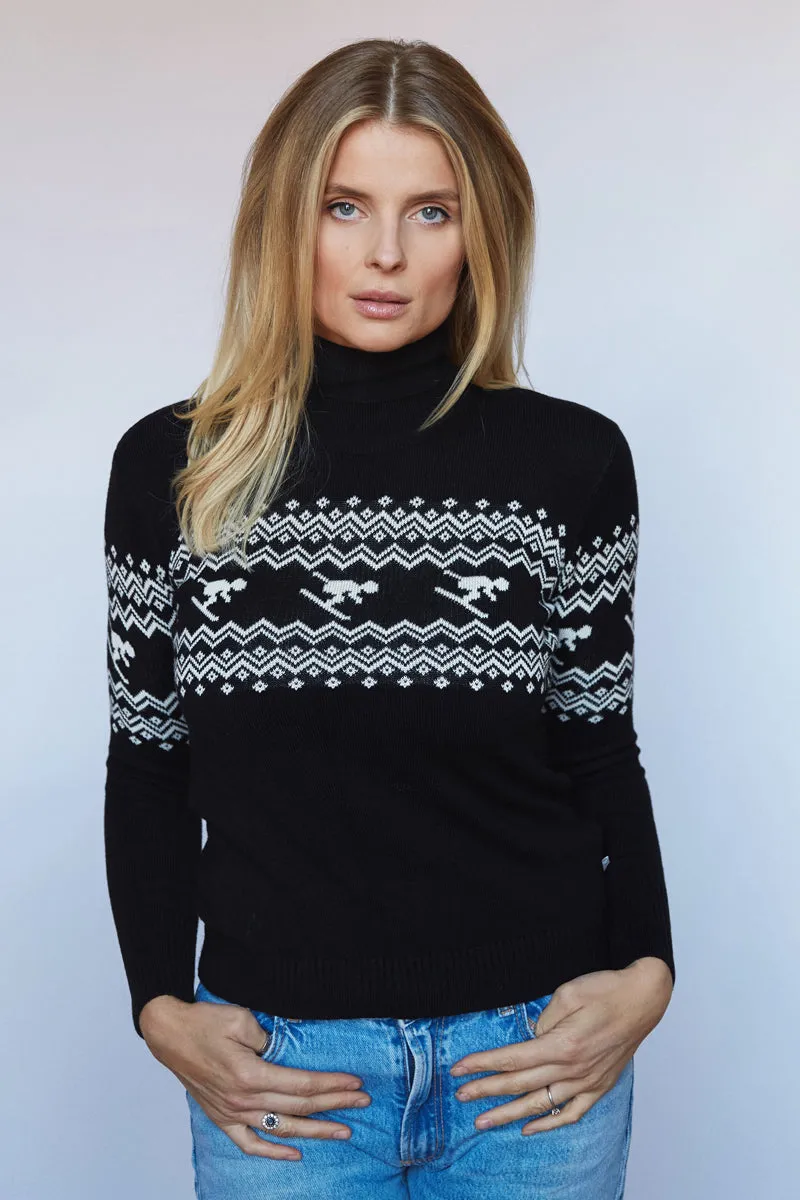 Ladies Black Ski Slim Fit Jumper