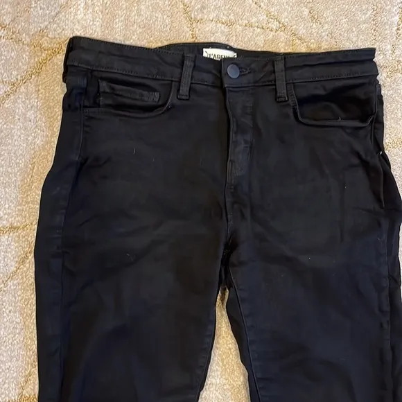 🍕L’Agence Chanelle Mid-Rise Skinny Ankle Zipper Jeans Black Denim  29