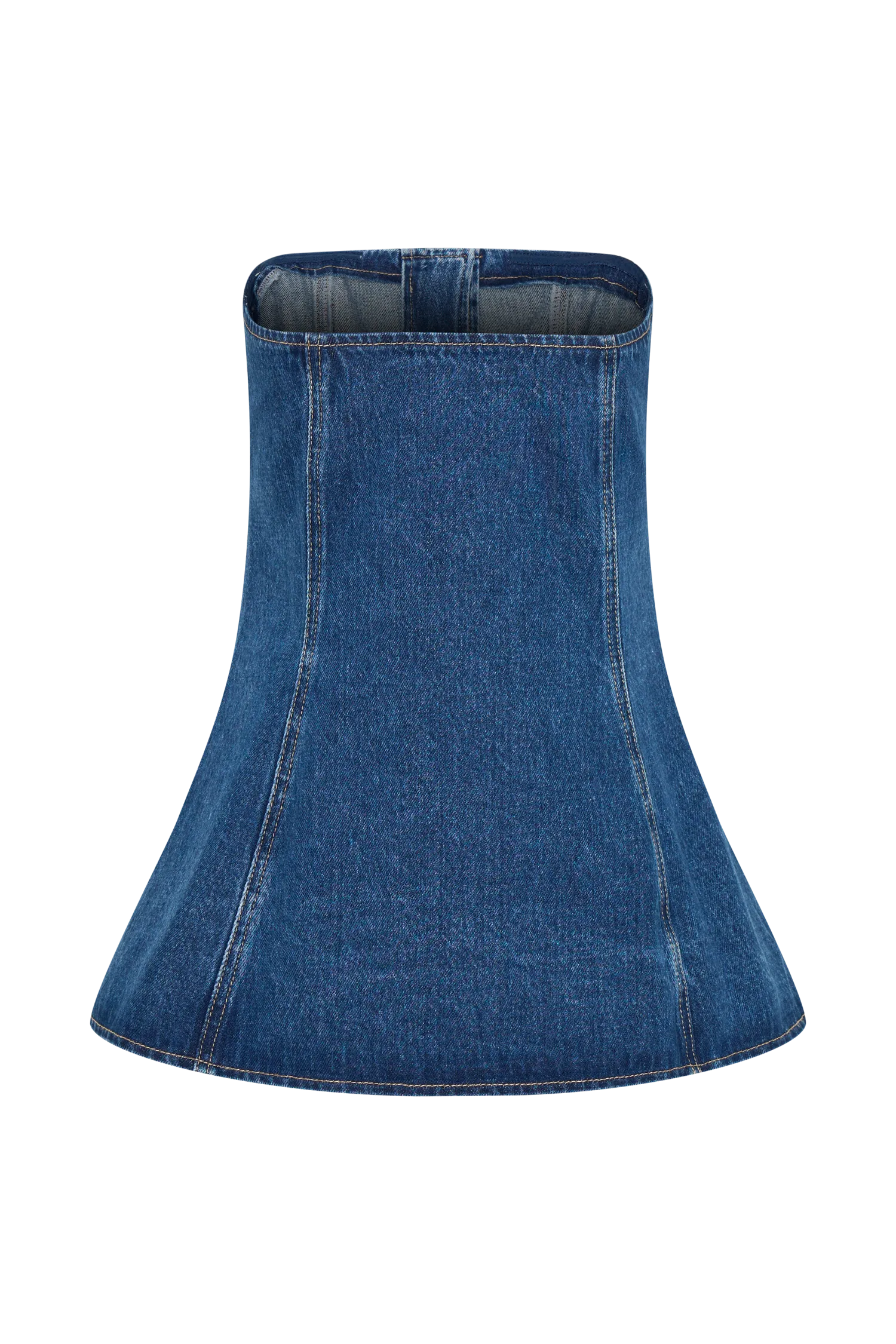 Lennox Strapless Long Line Button Top - Dark Blue