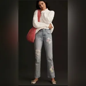 Levi's 501 High Rise Straight Leg Jeans Floral Daisy Patchwork Size 27