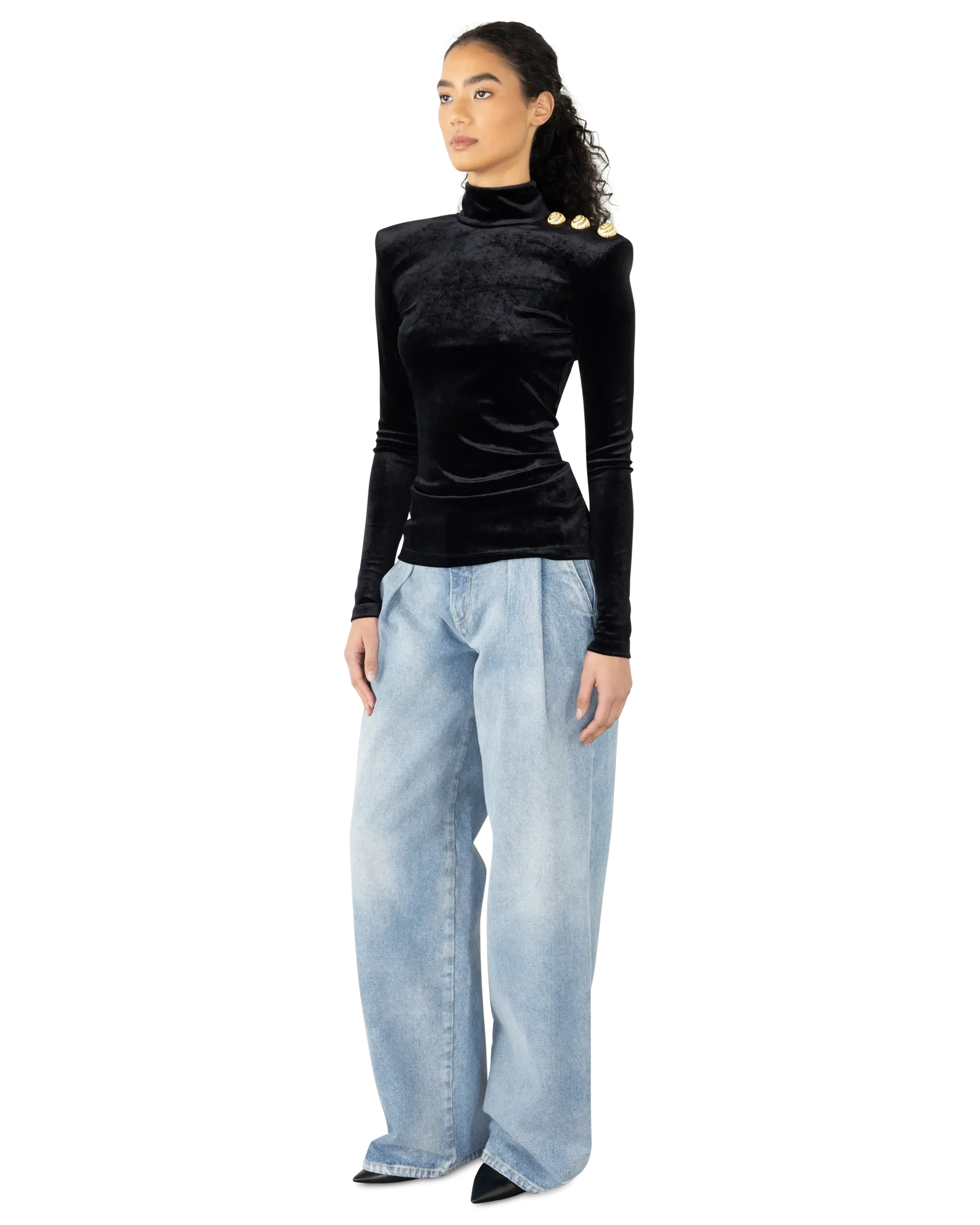 Long-Sleeved Velvet Top