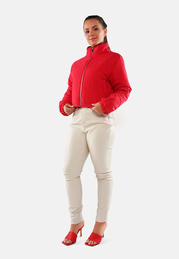 Long Sleeves Puffer Drawstring Jacket