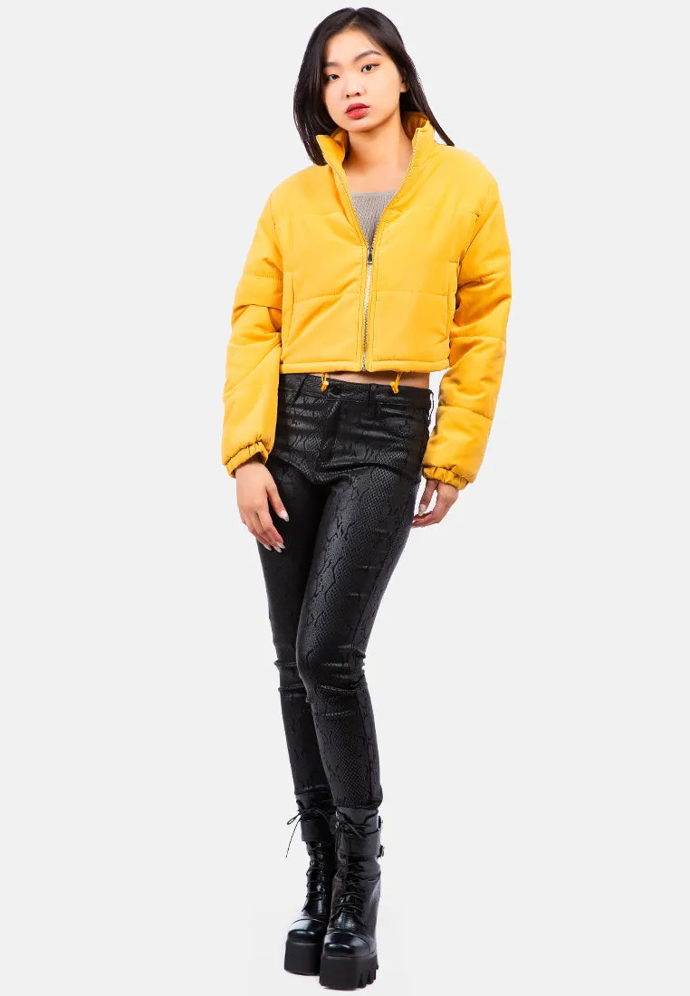 Long Sleeves Puffer Drawstring Jacket