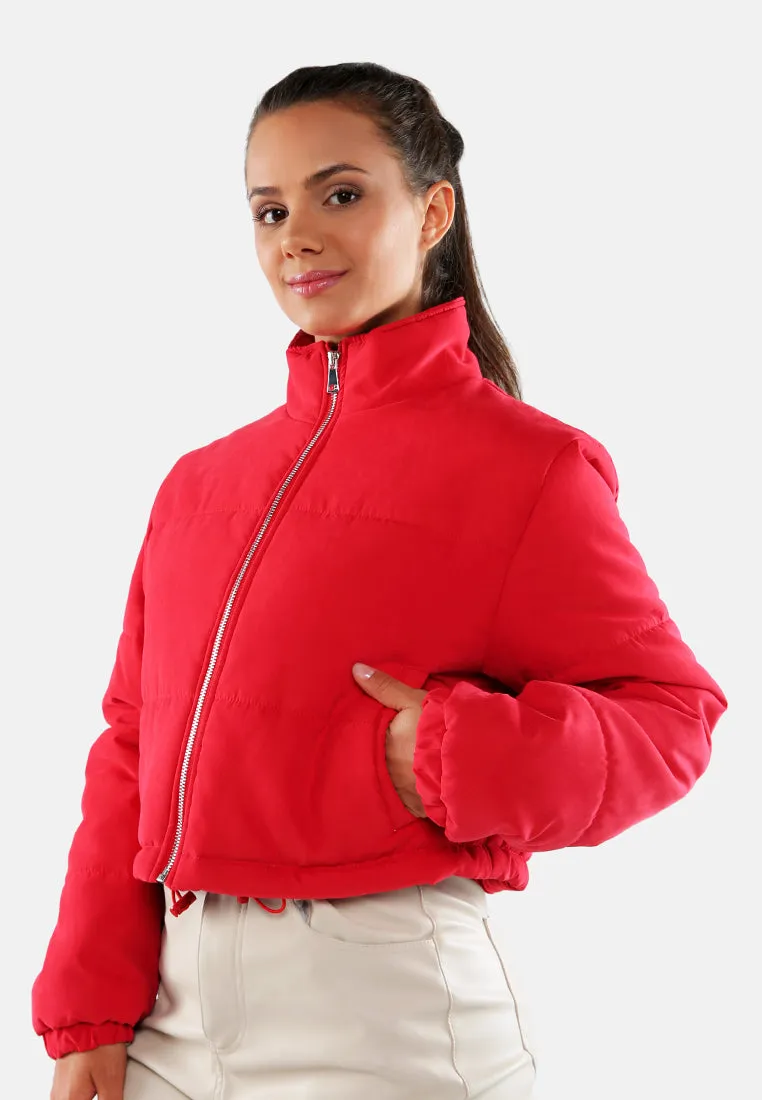 Long Sleeves Puffer Drawstring Jacket